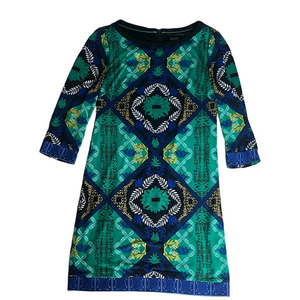 Laundry by Shelli Segal Multicolor Geometric Print Sheath Dress Size 2 Office